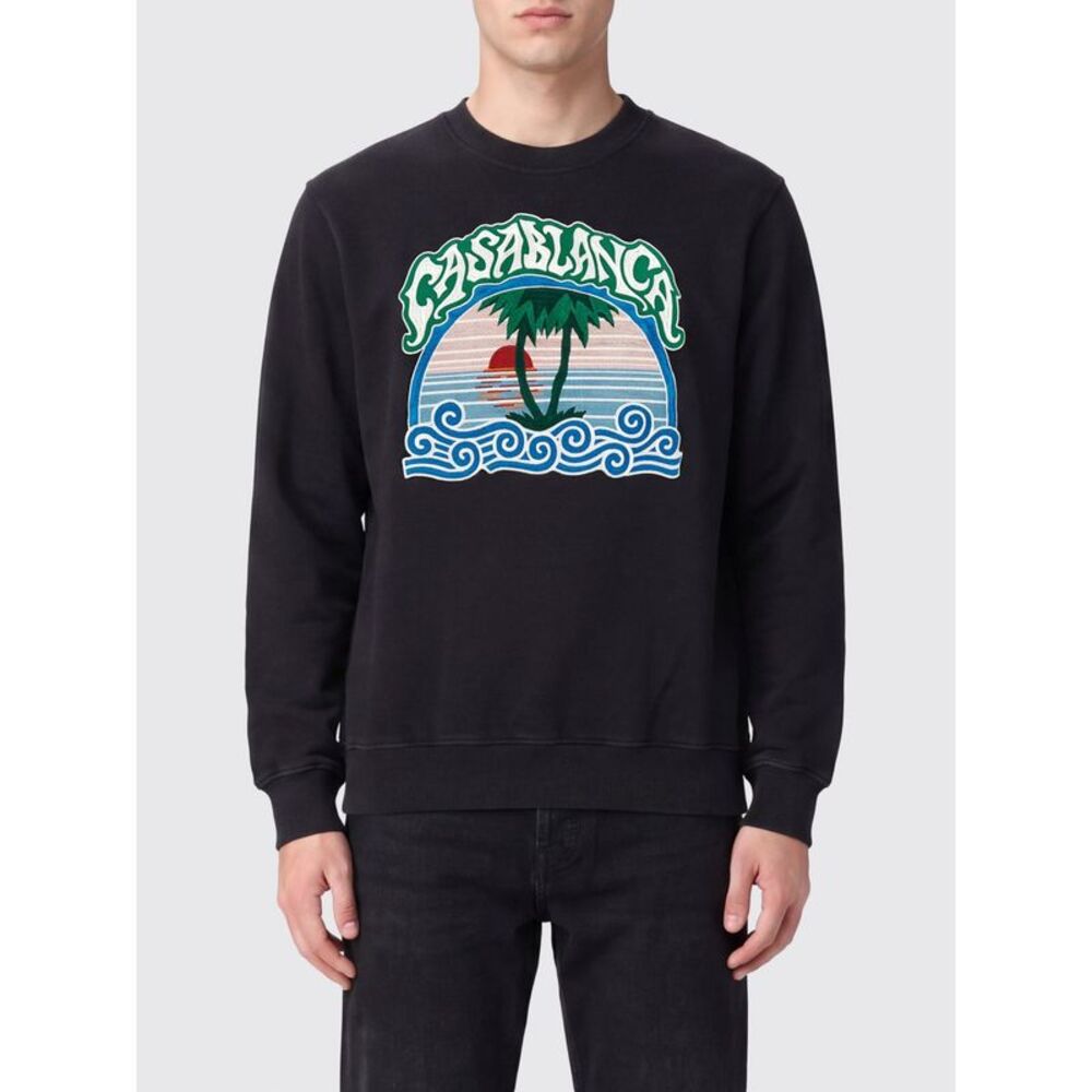 Casablanca Men Relaxed Fit Cotton Crewneck Sweatshirt Casablanca With Logo Print
